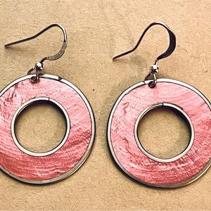 Capiz Shell Earrings by Culture Mix - Passion Pink (Small)